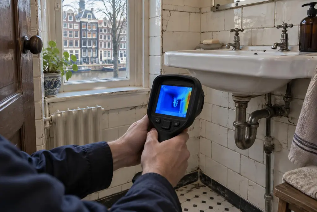 Lekdetectie Wekerom – badkamer met oude leidingen achter de tegels