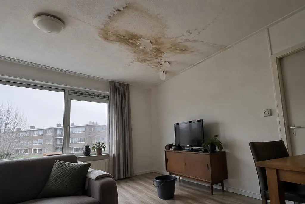 Lekdetectie Wekerom – vochtplek op het plafond onder een badkamer